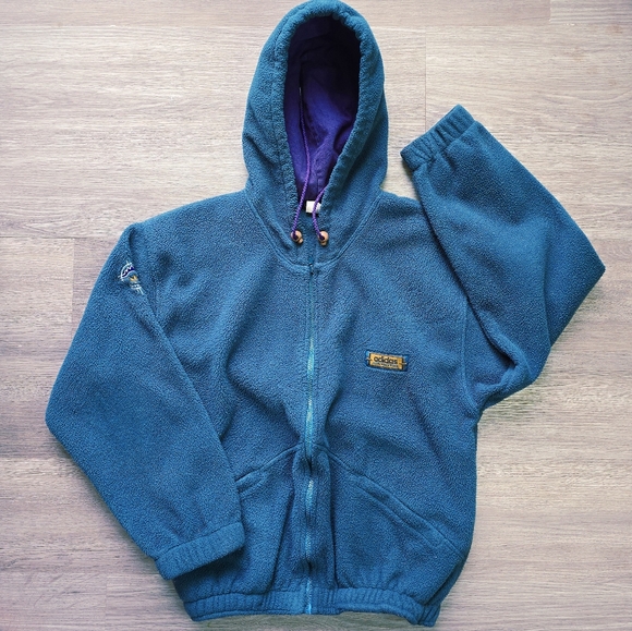 adidas Jackets & Blazers - Vintage Unisex Teal Adidas Adventure Fleece Zip Up Hoodie